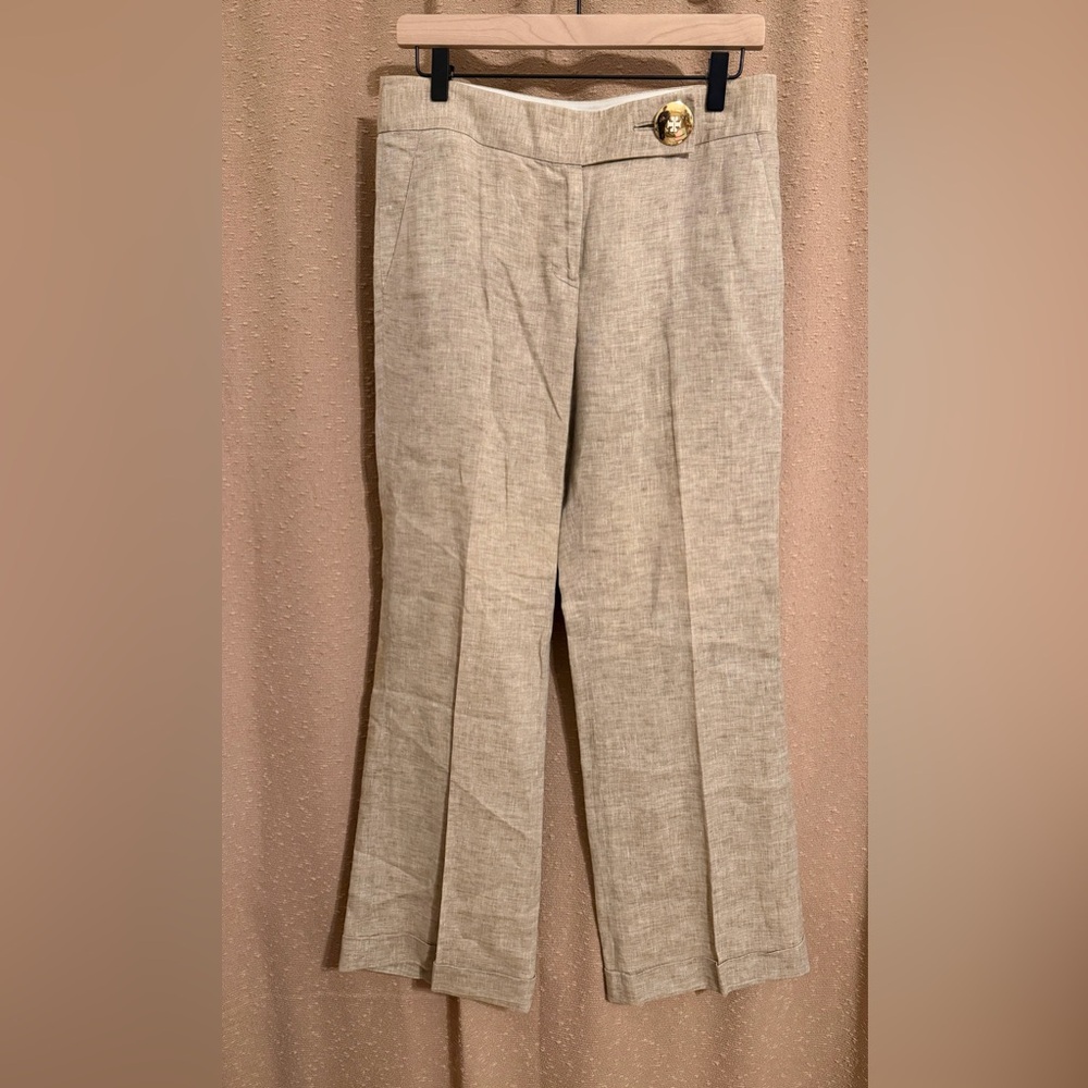 Tory Burch Women’s Linen Wide Leg Cuffed Trousers size 6